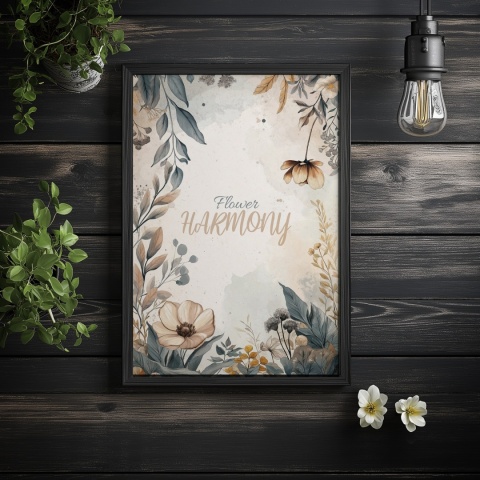 Plakat roślinny Format A2 – 0059 – „Flower Harmony – Beżowa cisza”