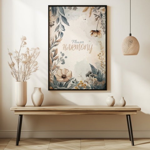 Plakat roślinny Format A2 – 0059 – „Flower Harmony – Beżowa cisza”