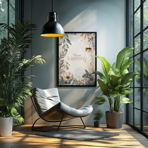 Plakat roślinny Format A2 – 0059 – „Flower Harmony – Beżowa cisza”
