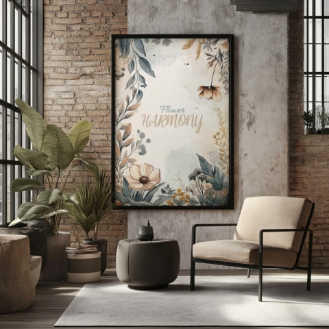 Plakat roślinny Format A2 – 0059 – „Flower Harmony – Beżowa cisza”