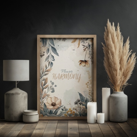 Plakat roślinny Format A2 – 0059 – „Flower Harmony – Beżowa cisza”